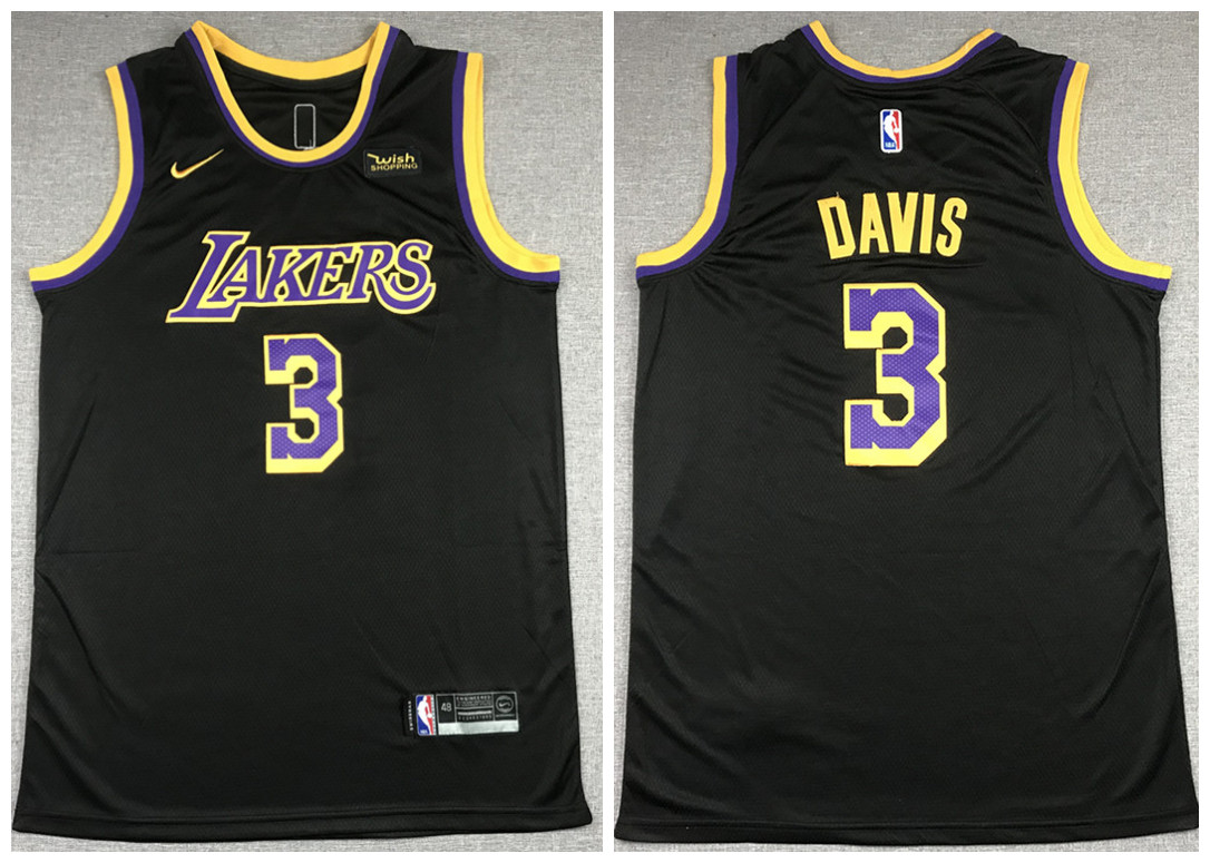 Men's Los Angeles Lakers #3 Anthony Davis Black NBA Stitched Jersey